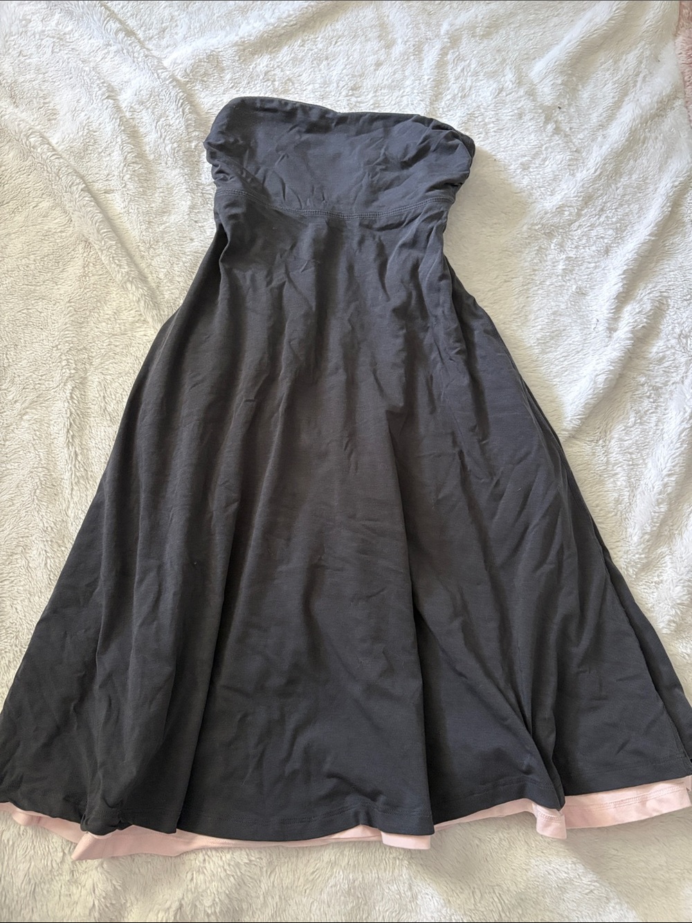 Lulu Lemon Strapless Pink and Dark Grey Dress — Classic A-Line